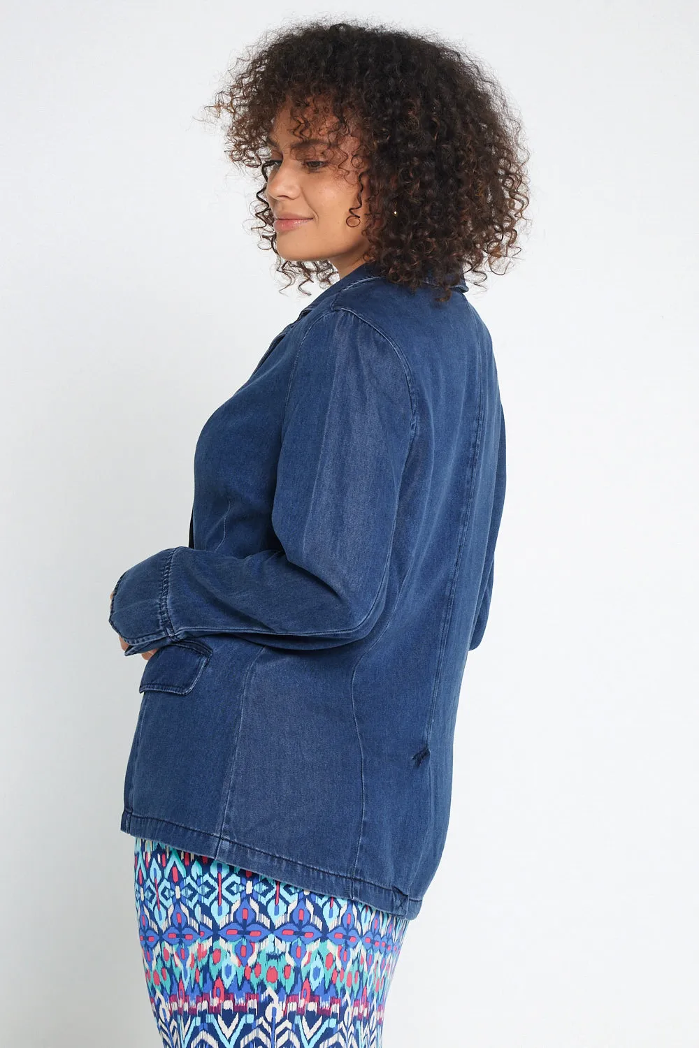 Melba Lyocell Denim Blazer - Dark Rinse