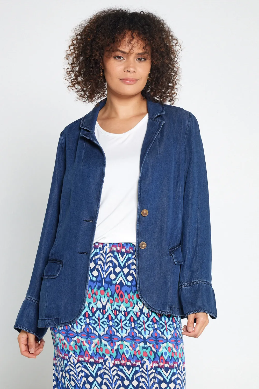 Melba Lyocell Denim Blazer - Dark Rinse