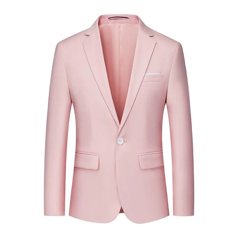 Men Blazer - 1-Button Style Formal Blazer - Pink