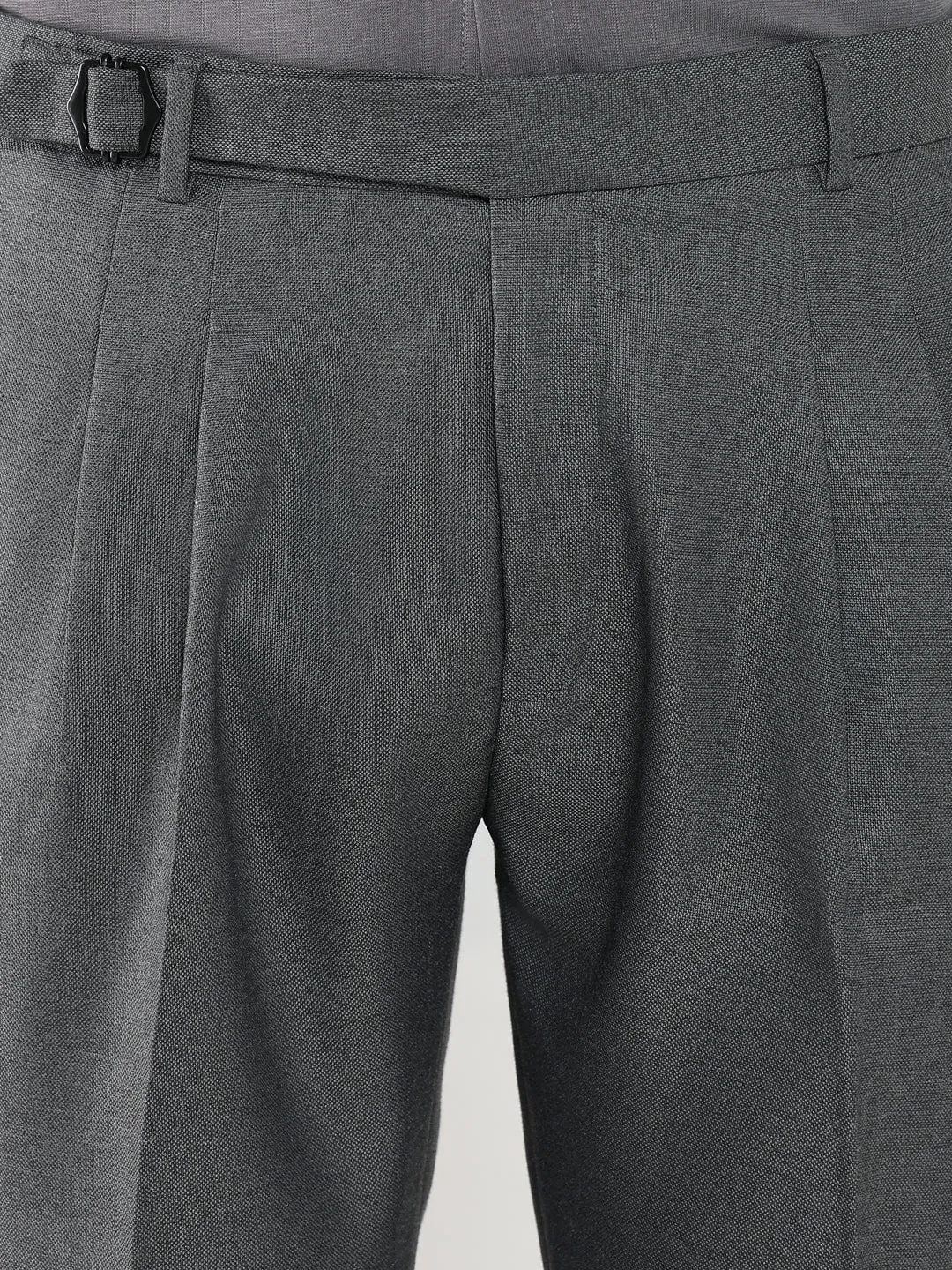 Men Grey Solid Formal Trousers