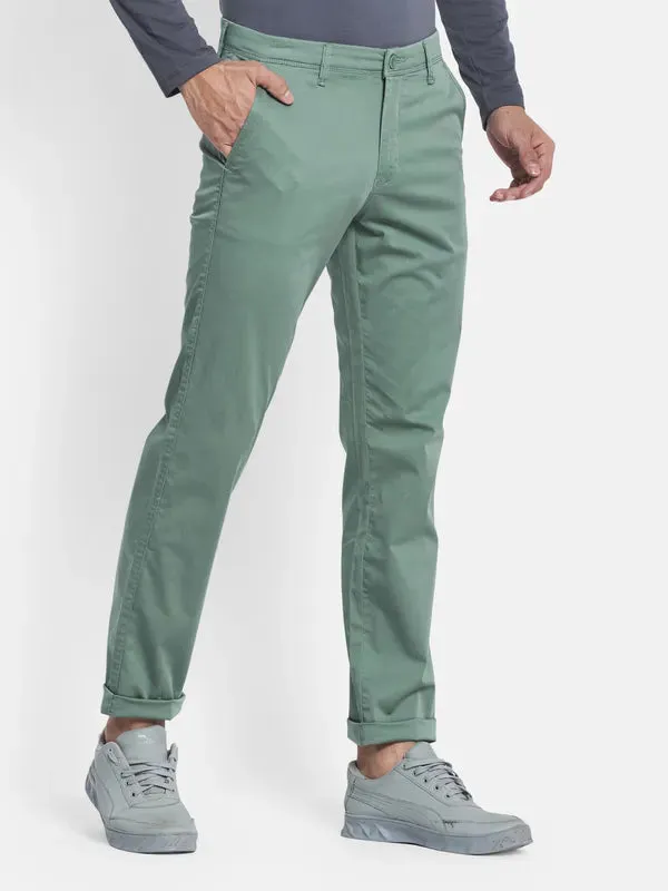 Men Olive Green Chinos Trousers