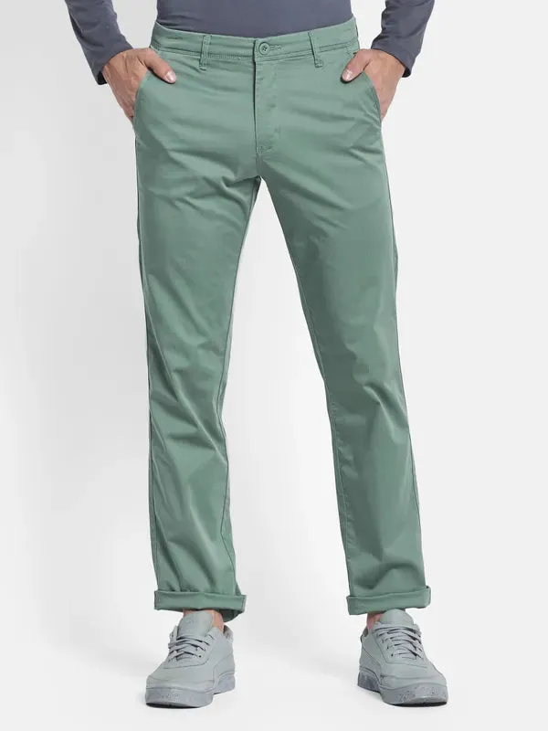 Men Olive Green Chinos Trousers