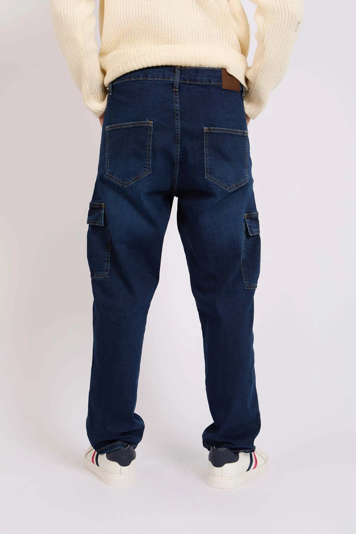 Men Standard Cargo Jeans Medium Wash