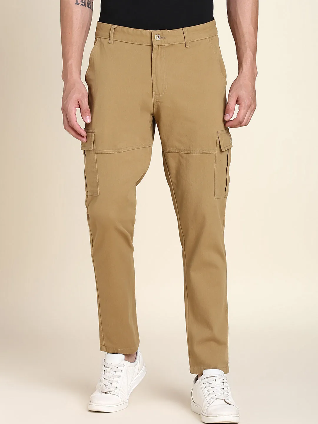 Men's Khaki Solid Cargo