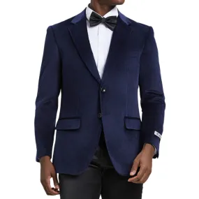 Men's Luxurious Navy Blue Velvet Blazer for Special Occasions