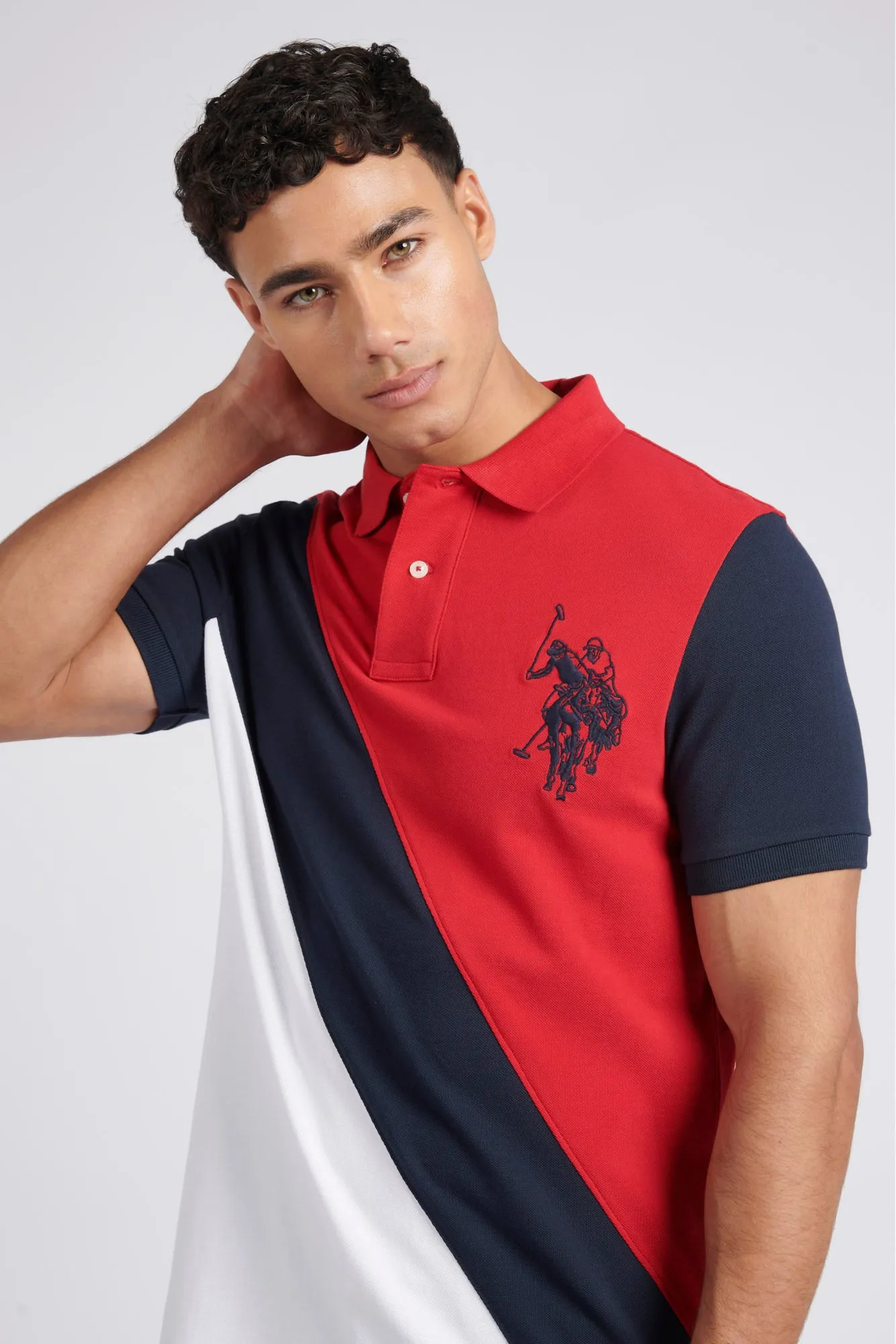 Mens Regular Fit Cut & Sew Polo Shirt in Haute Red