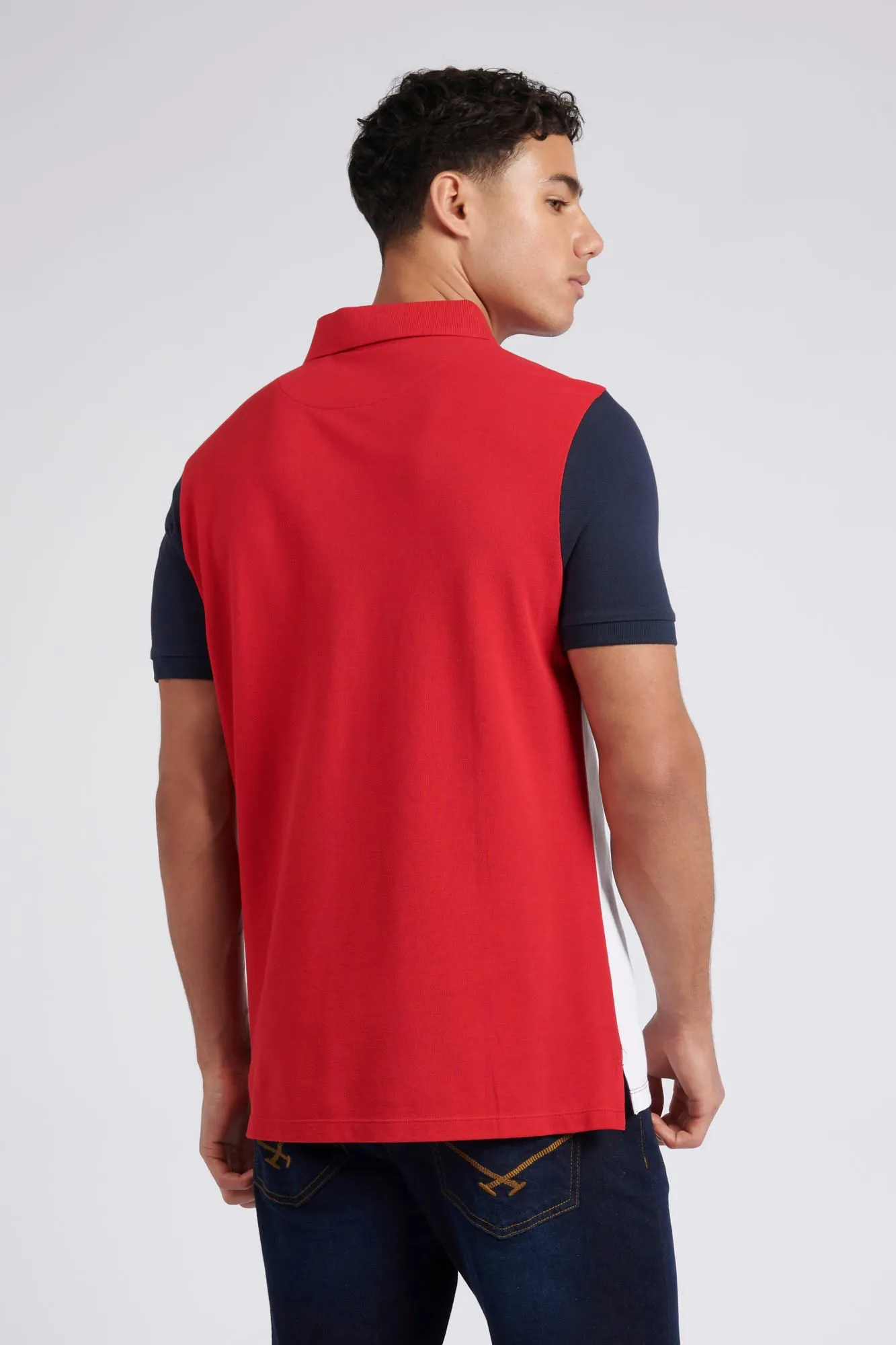 Mens Regular Fit Cut & Sew Polo Shirt in Haute Red