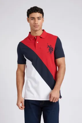 Mens Regular Fit Cut & Sew Polo Shirt in Haute Red