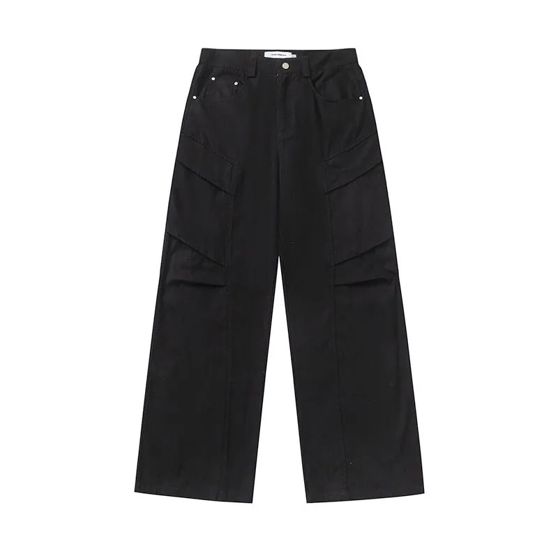 Men's Solid Color Loose Straight Pants