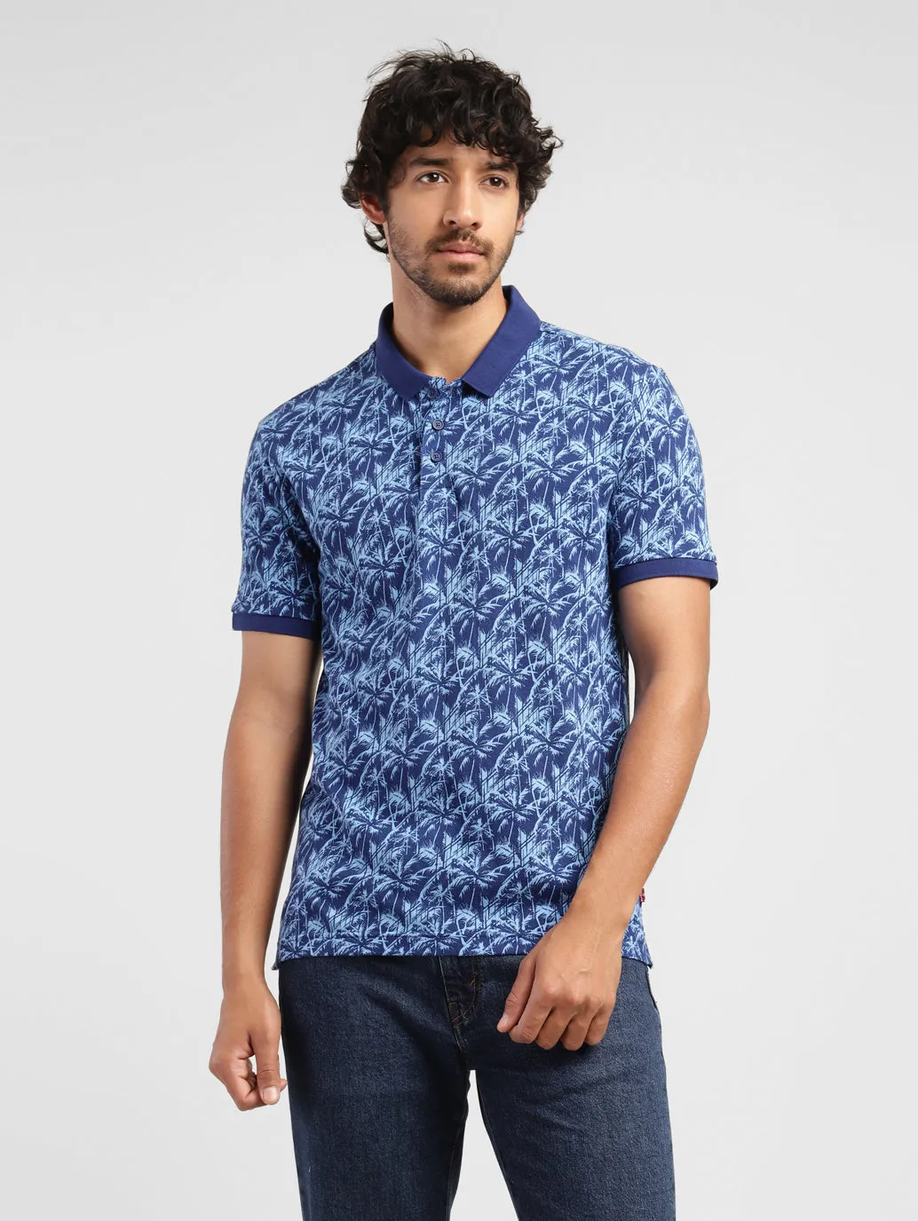 Men's Tropical Print Polo T-shirt