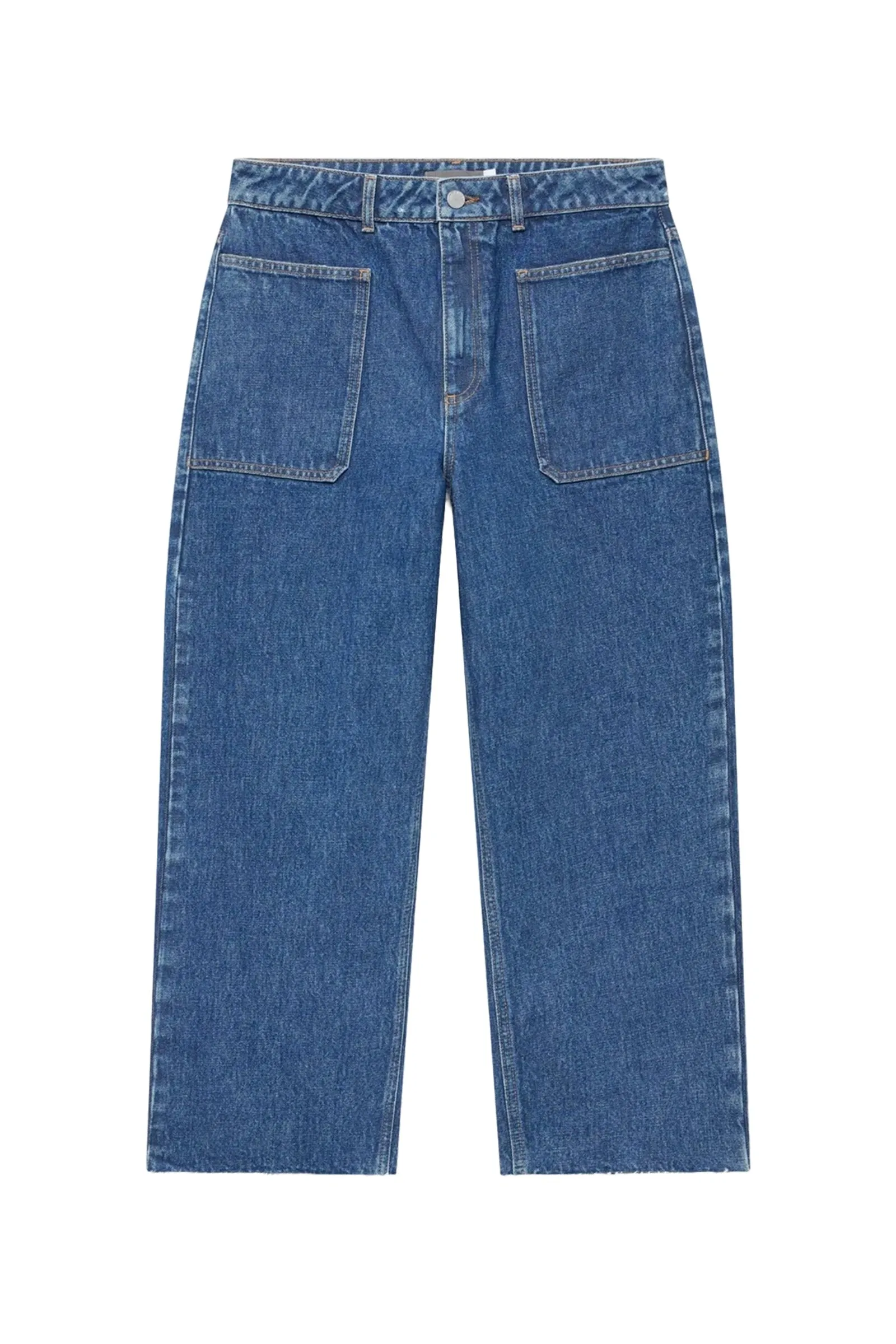 Mid Indigo Crop Wide Jeans