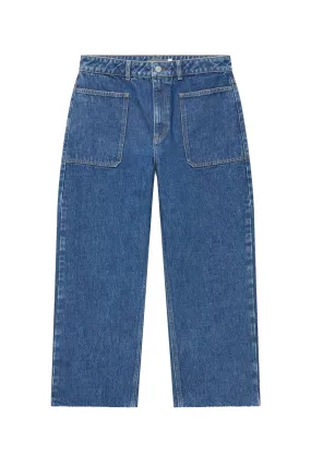 Mid Indigo Crop Wide Jeans