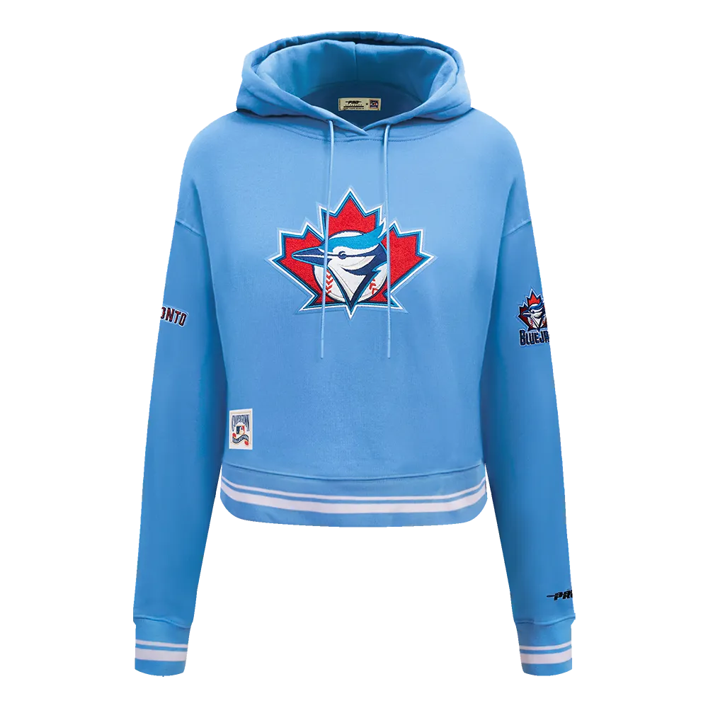 MLB TORONTO BLUE JAYS RETRO CLASSIC WOMEN'S RIB CROPPED PO HOODIE (UNIVERSITY BLUE)