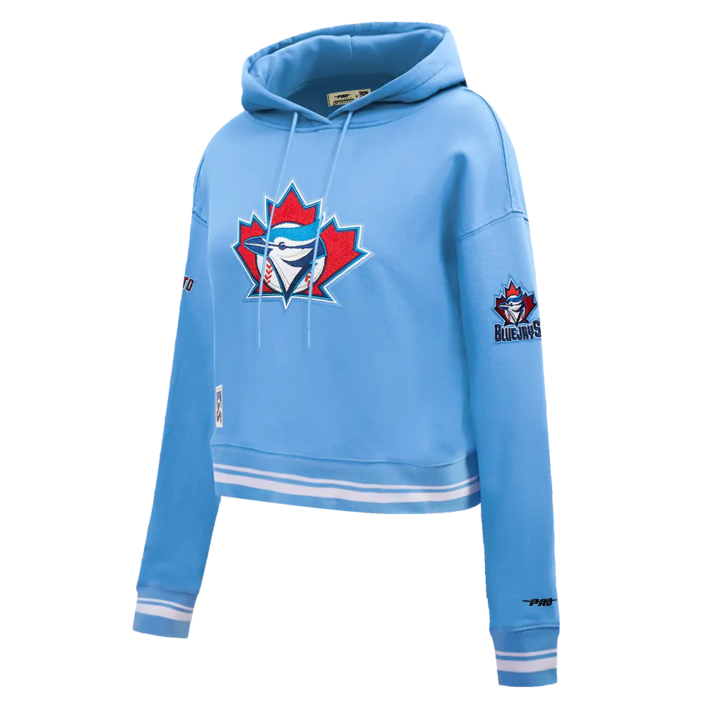 MLB TORONTO BLUE JAYS RETRO CLASSIC WOMEN'S RIB CROPPED PO HOODIE (UNIVERSITY BLUE)