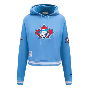 MLB TORONTO BLUE JAYS RETRO CLASSIC WOMEN'S RIB CROPPED PO HOODIE (UNIVERSITY BLUE)