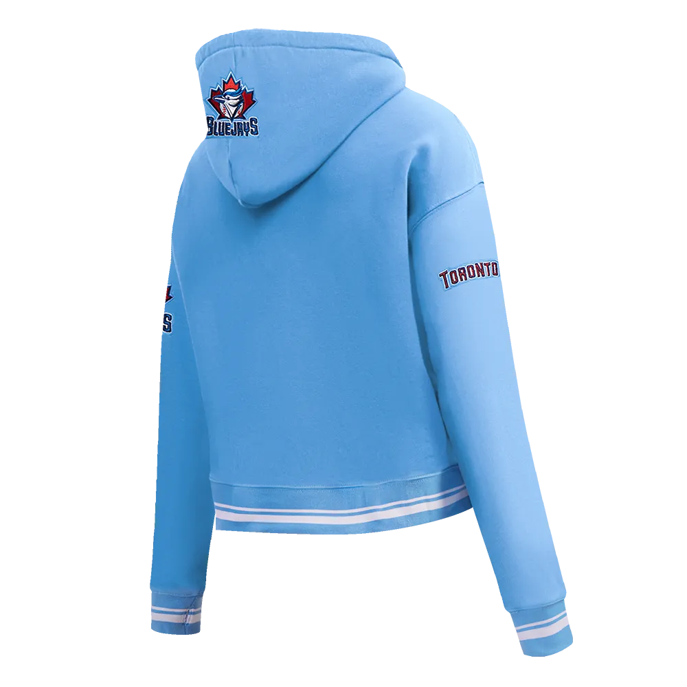 MLB TORONTO BLUE JAYS RETRO CLASSIC WOMEN'S RIB CROPPED PO HOODIE (UNIVERSITY BLUE)