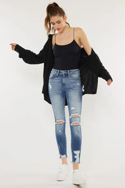 Molly High Rise Fray Hem Ankle Skinny