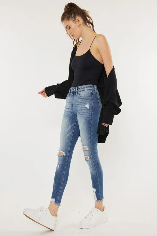 Molly High Rise Fray Hem Ankle Skinny