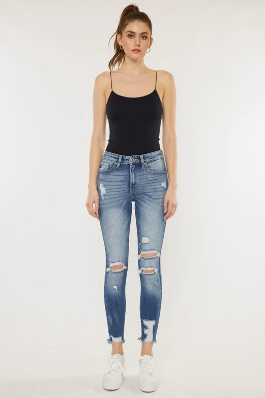 Molly High Rise Fray Hem Ankle Skinny