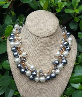 Molly Pearl Bauble Necklace - Oxford Gray