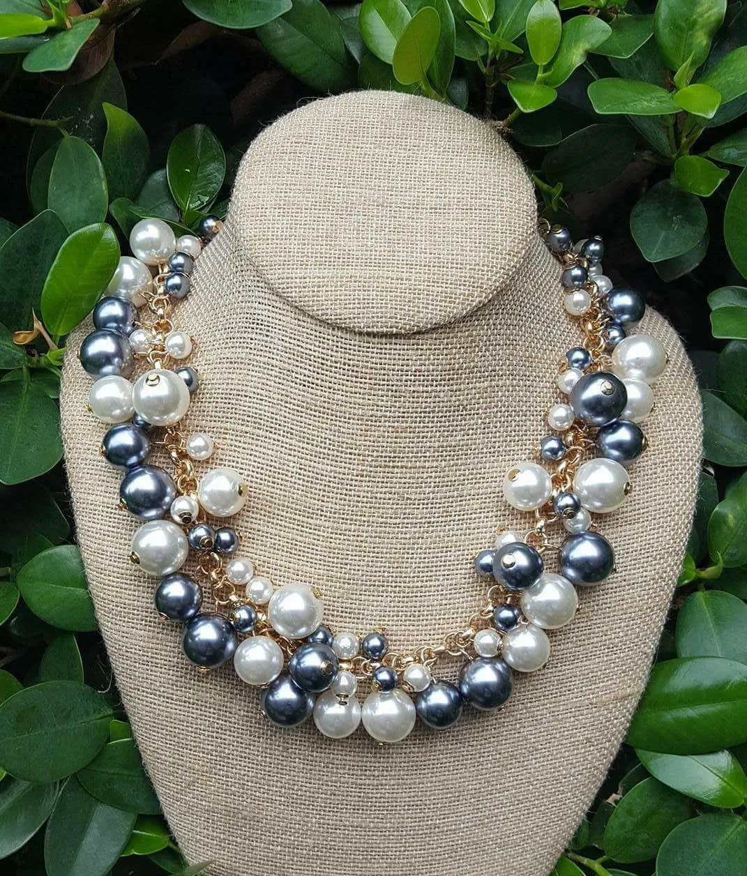 Molly Pearl Bauble Necklace - Oxford Gray