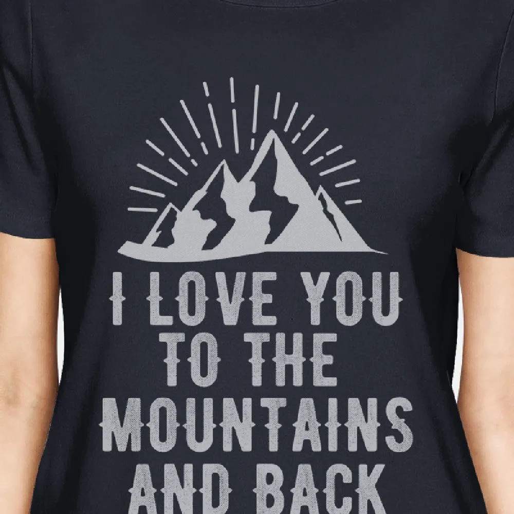 Mountain And Back Womens Navy Short Sleeve Top Mountain Graphic Tee