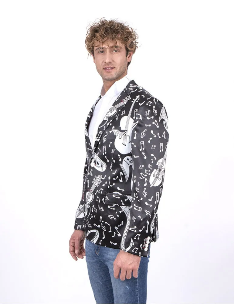 Musical Note Print Men's Blazer