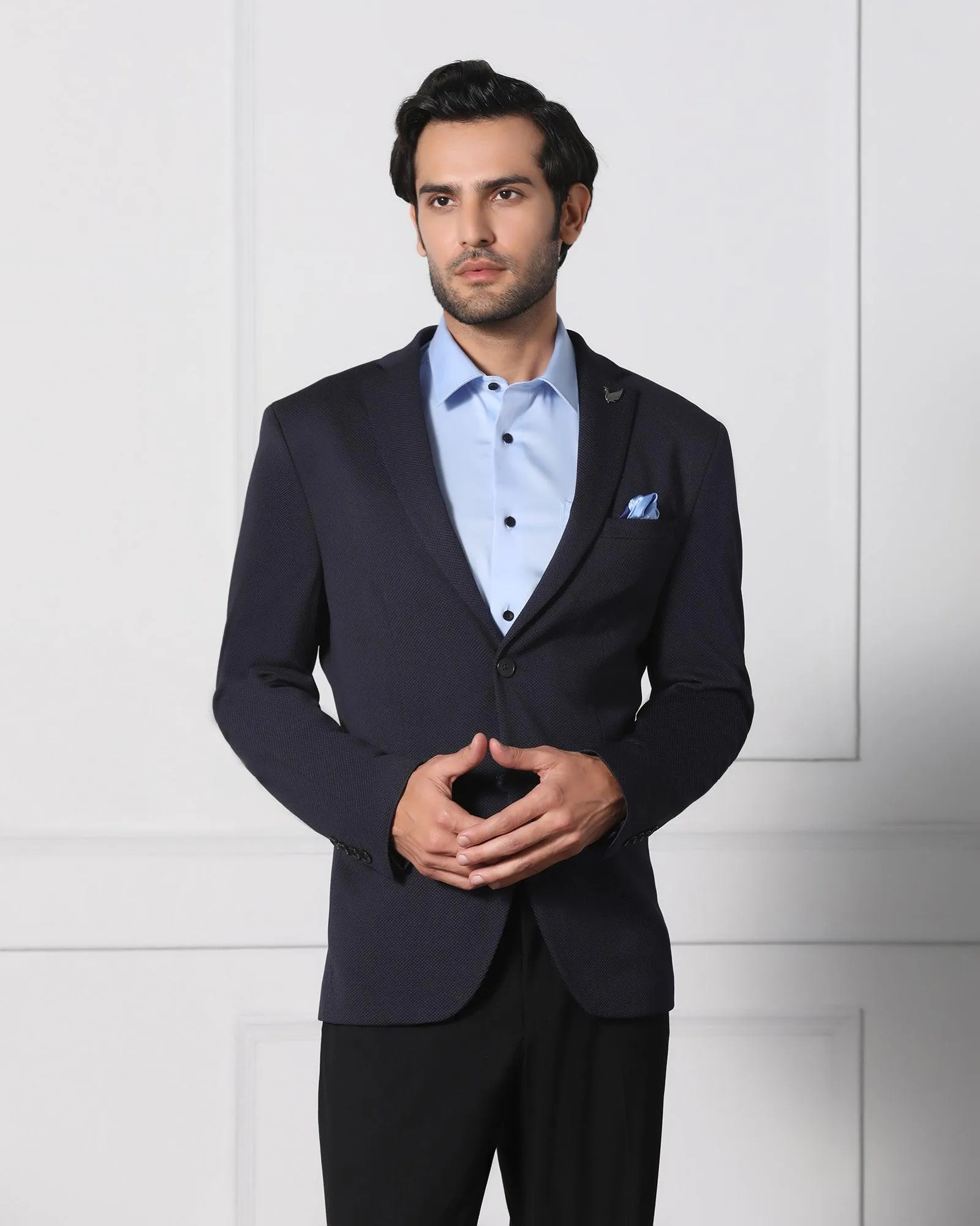 Must Haves Formal Navy Textured Blazer - Japson