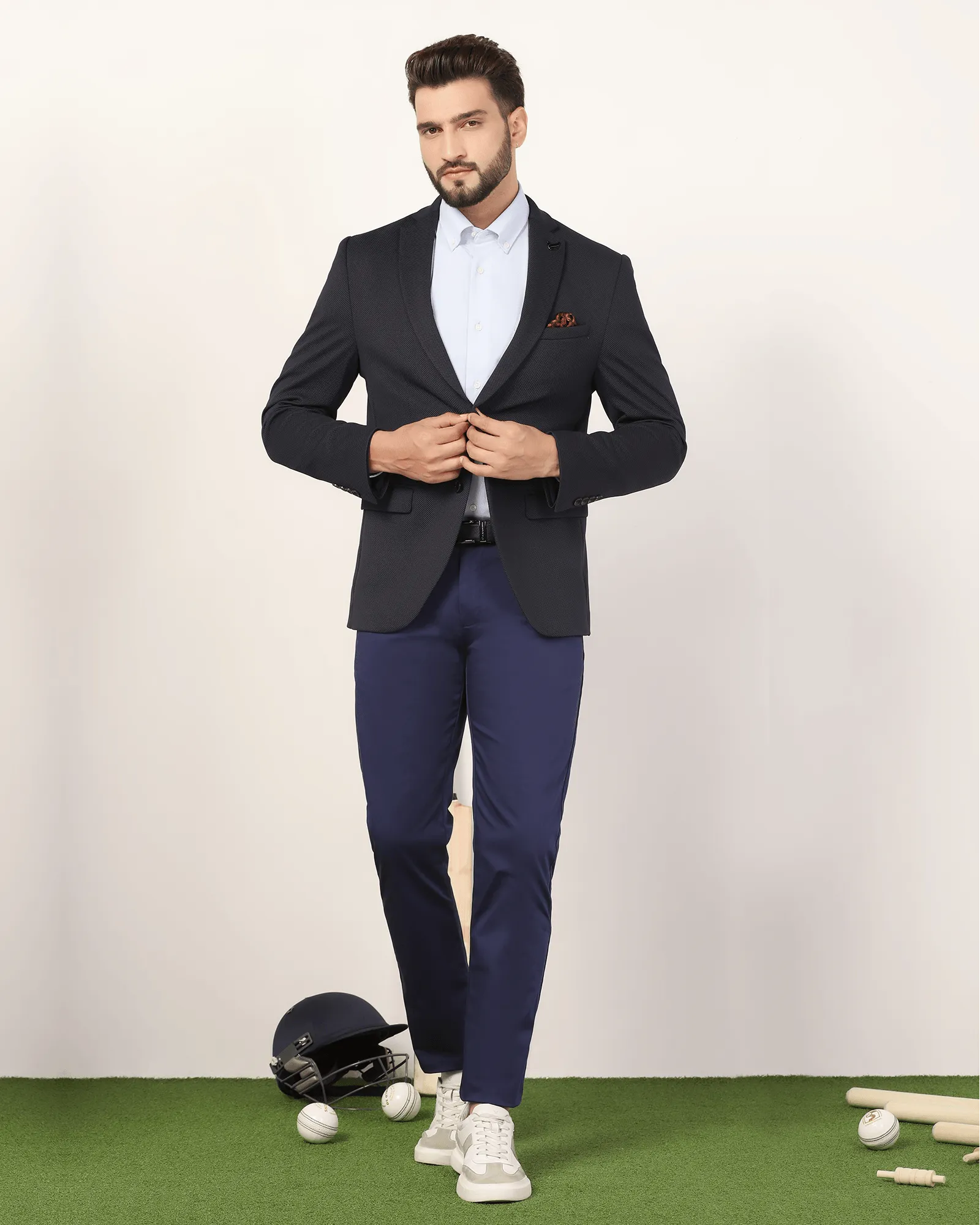 Must Haves Formal Navy Textured Blazer - Japson