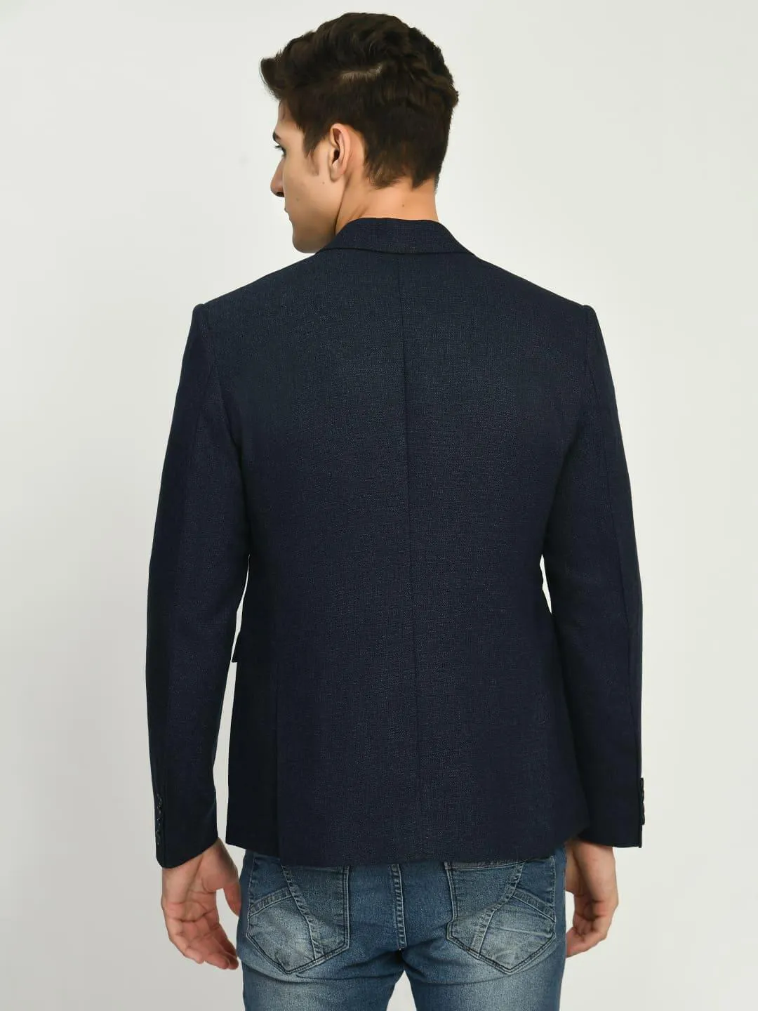 Navy Blue Slim fit Single Breasted Blazer