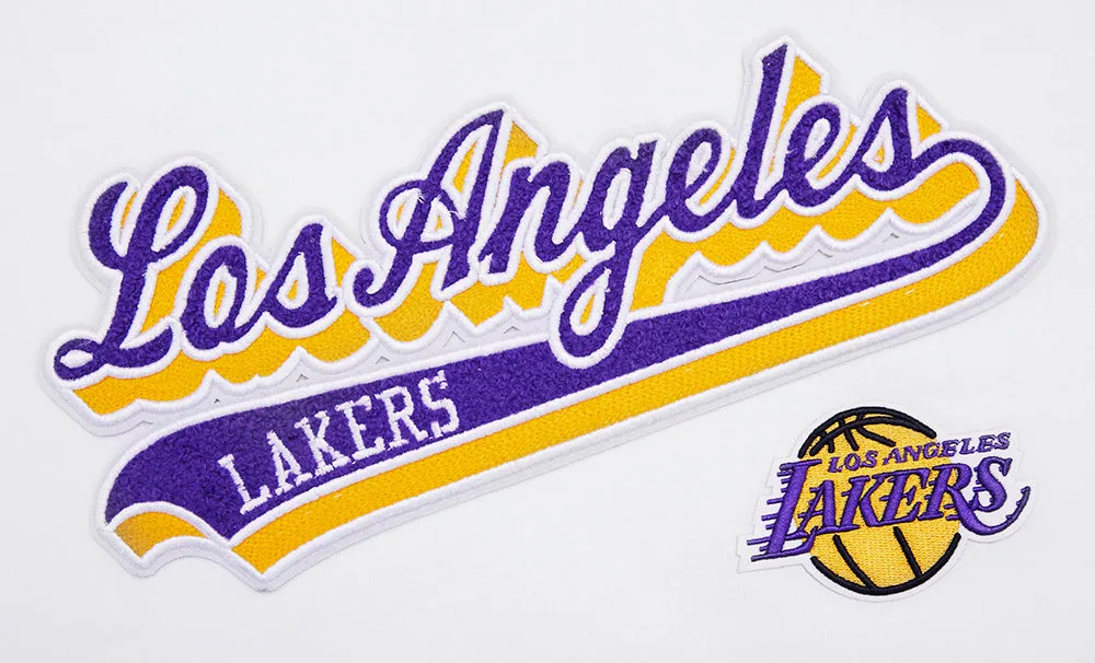 NBA LOS ANGELES LAKERS SCRIPT TAIL WOMEN'S RIB FLC CROPPED PO HOODIE (WHITE/BLACK)