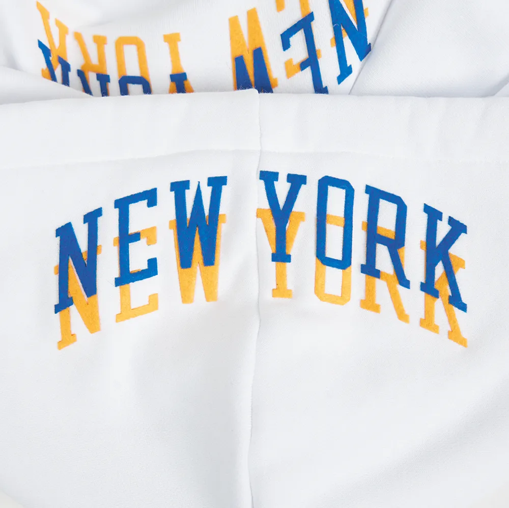 NBA NEW YORK KNICKS CITY EDITION 24-25 WOMEN'S FLC CROPPED PO HOODIE (WHITE)