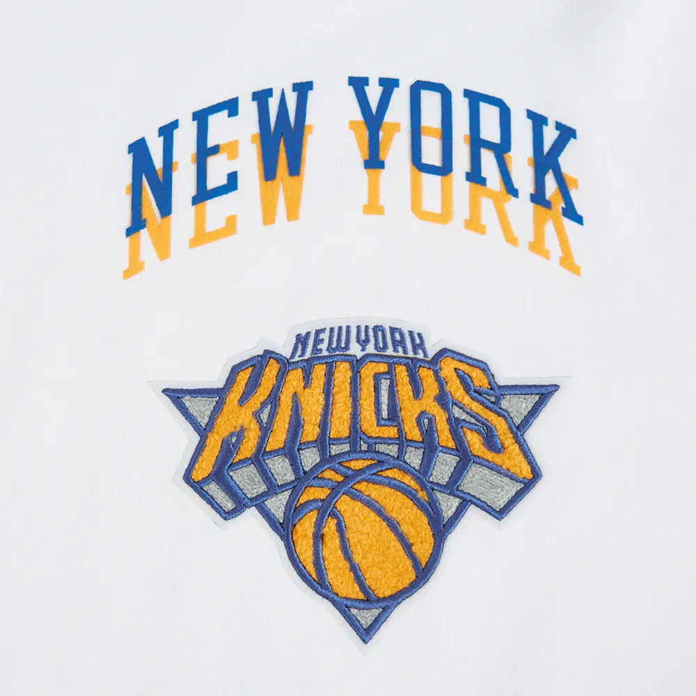 NBA NEW YORK KNICKS CITY EDITION 24-25 WOMEN'S FLC CROPPED PO HOODIE (WHITE)