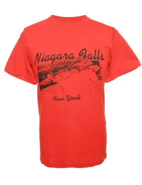 Niagra Falls Red  Printed T-shirt - M