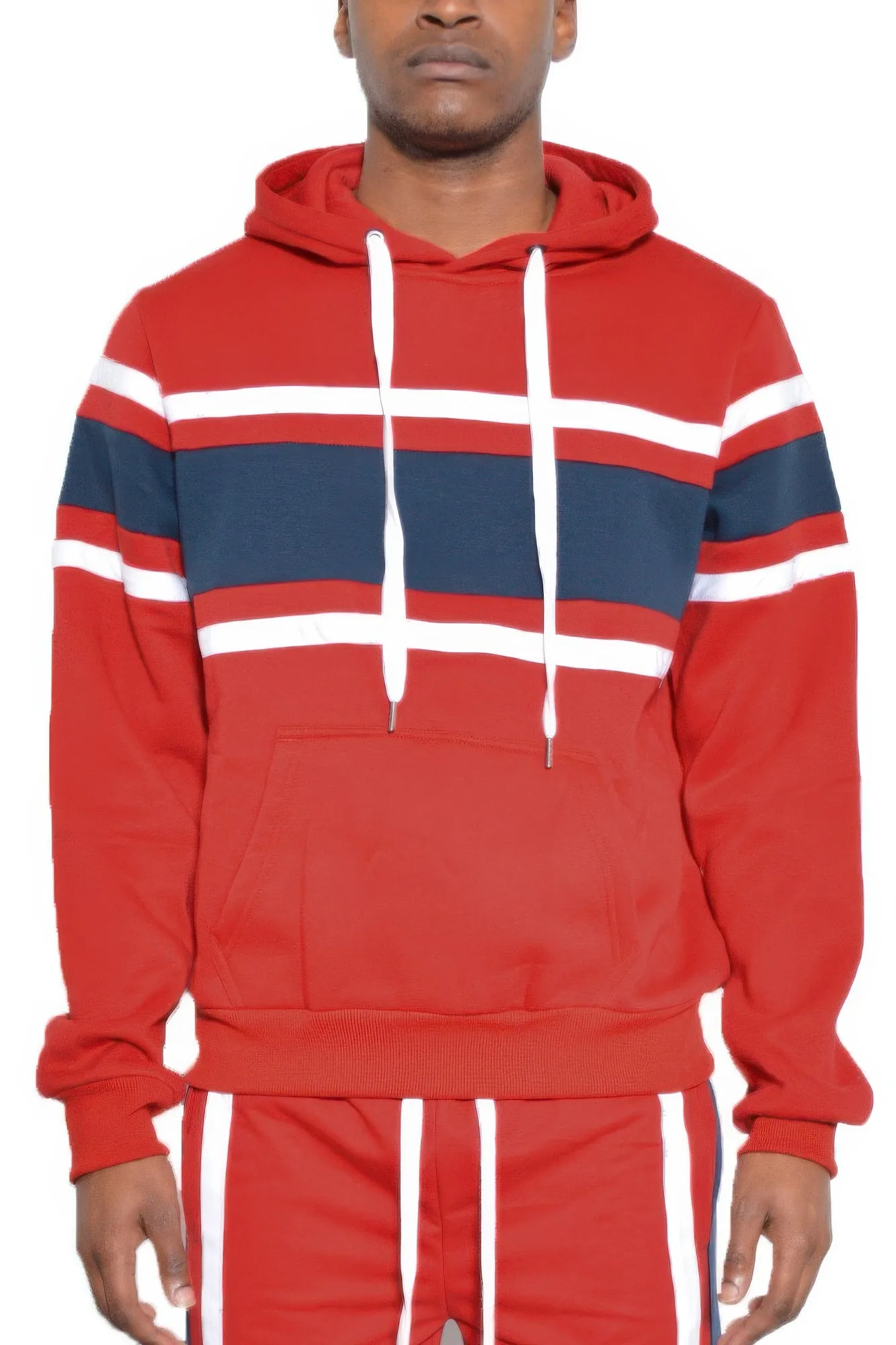 NicholesGifts Men Solid With Three Stripe Pullover Hoodie