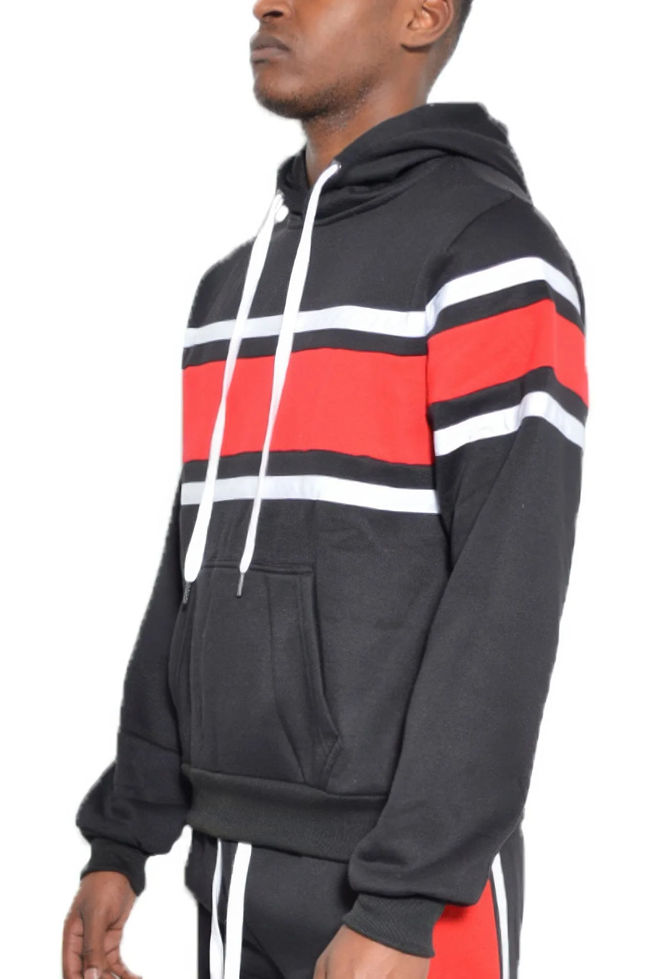 NicholesGifts Men Solid With Three Stripe Pullover Hoodie