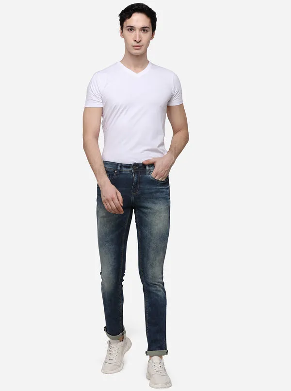 Night Blue Narrow Fit Solid Jeans | Greenfibre