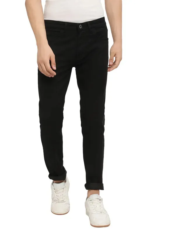 Octave Men Black Slash Knee Stretchable Jeans