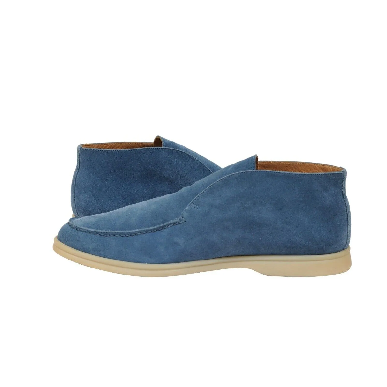 Open Walks US 10 EU 43 Blue Suede Slip On Mid Ankle Chuka Boots