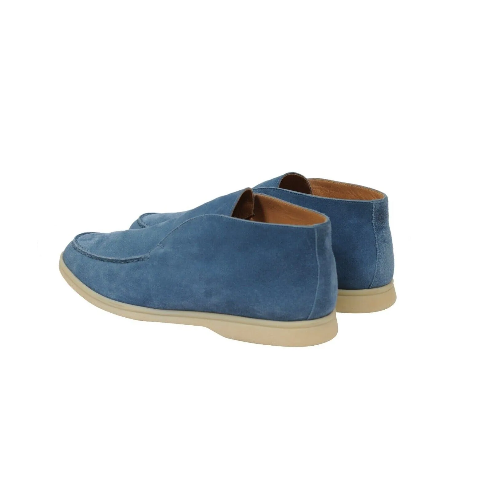 Open Walks US 10 EU 43 Blue Suede Slip On Mid Ankle Chuka Boots