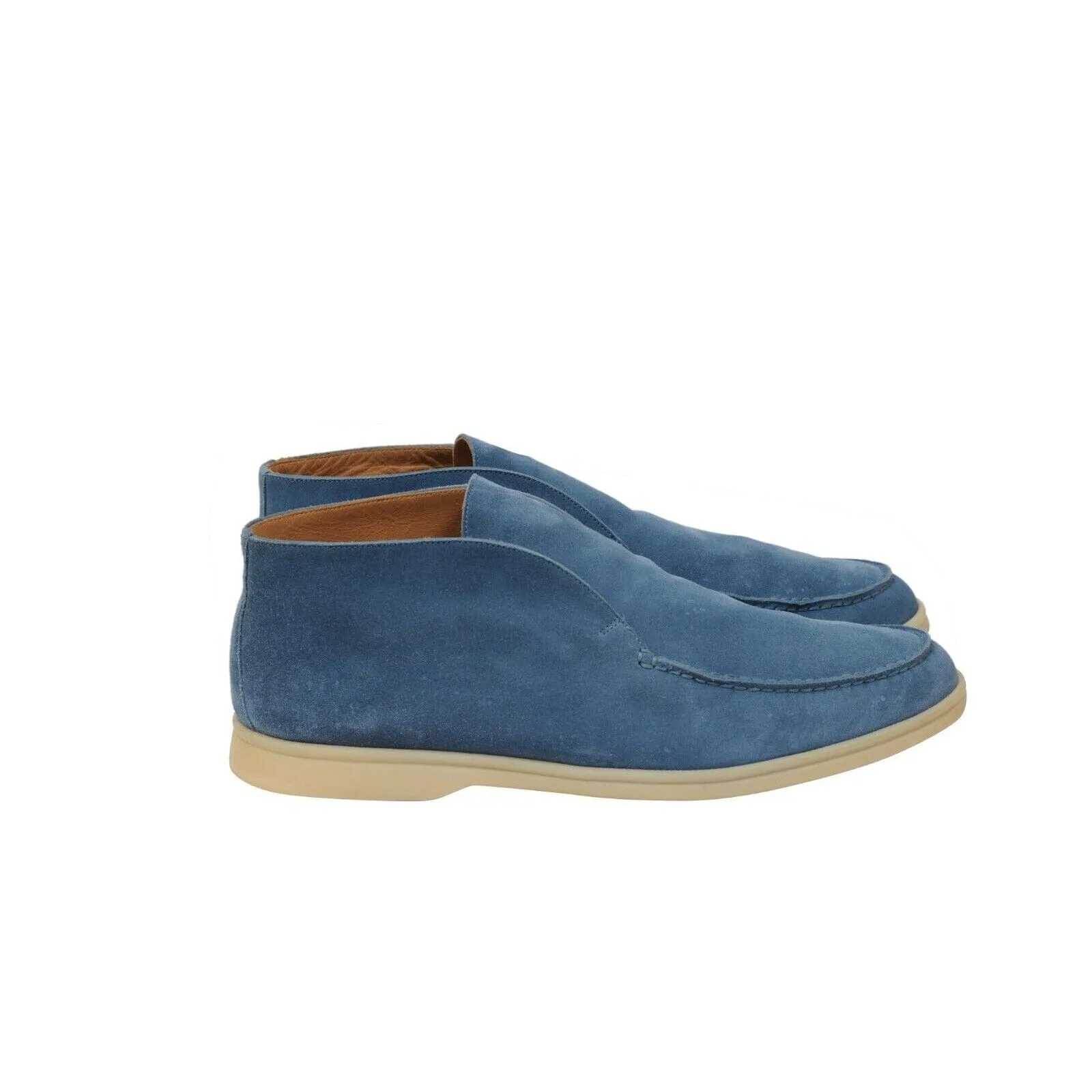 Open Walks US 10 EU 43 Blue Suede Slip On Mid Ankle Chuka Boots