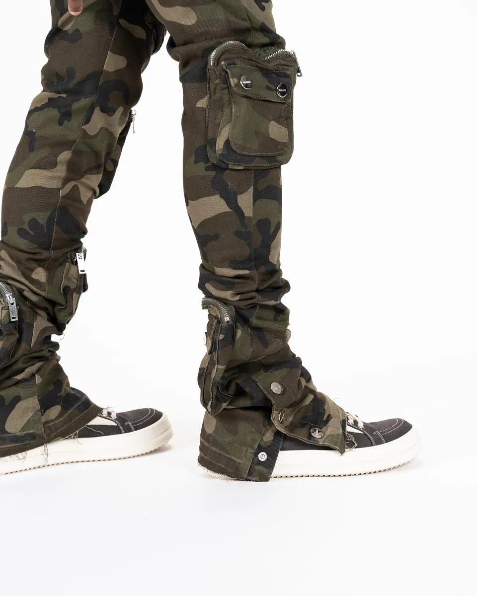 PHEELINGS "JOURNEY TO GREATNESS" CARGO FLARE STACK DENIM (PH-FW23-14) CAMO