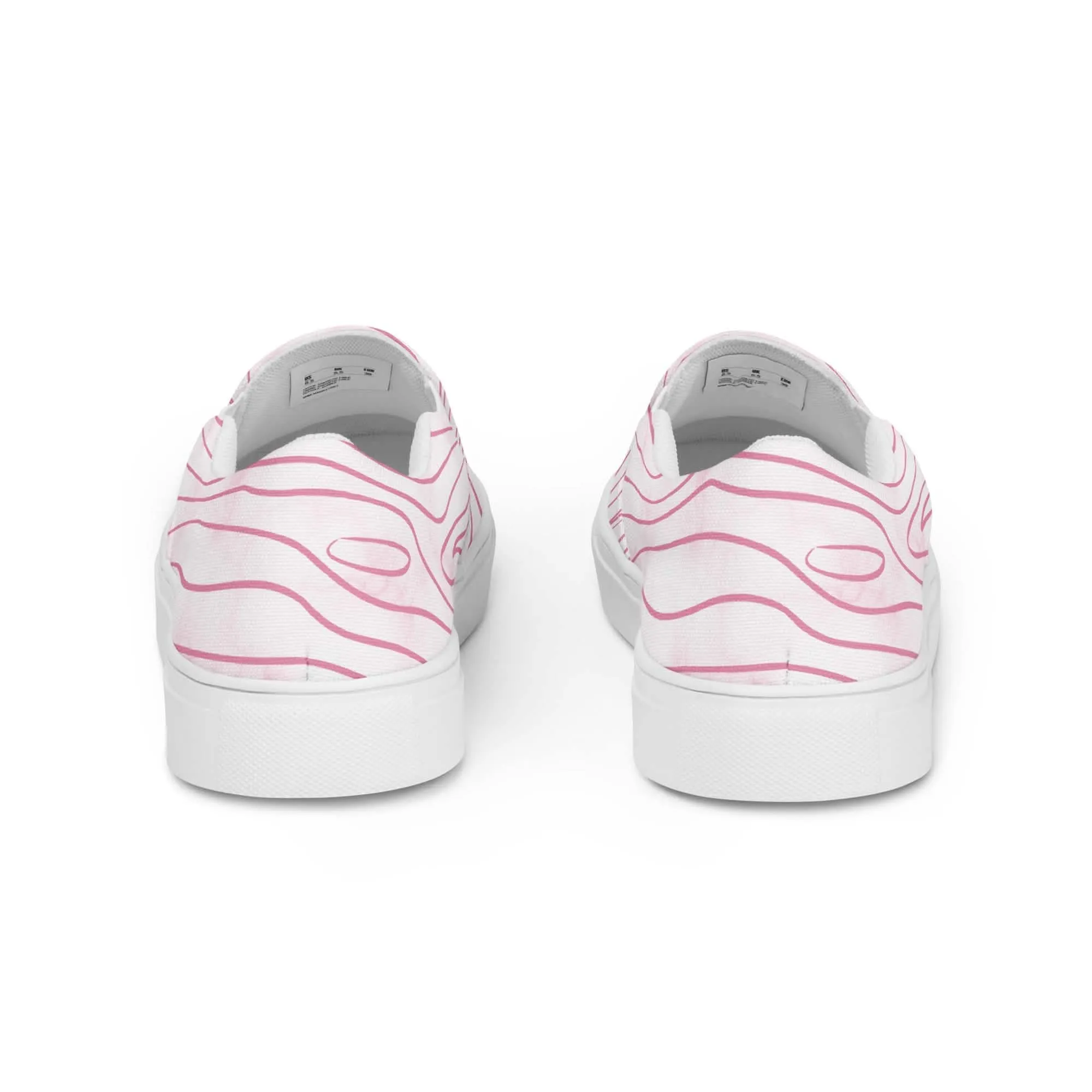 Pink Line Art Sketch Print Women's Slip-On Canvas Sneakers