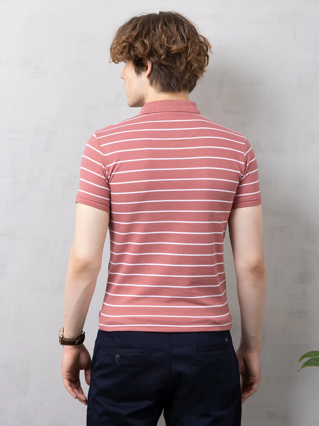 Pink Striped Polo T-Shirt