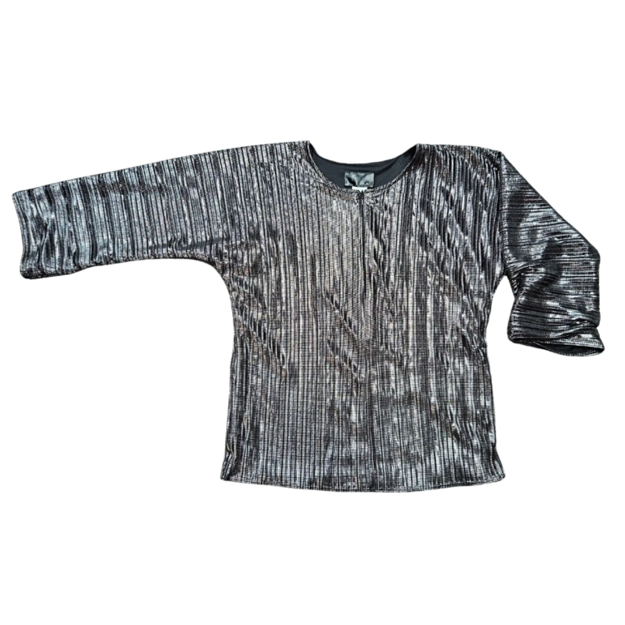 Pleated Zip Top Metallic Silver