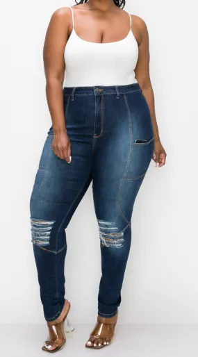 Plus Curvy Side Phone PKT Jeans