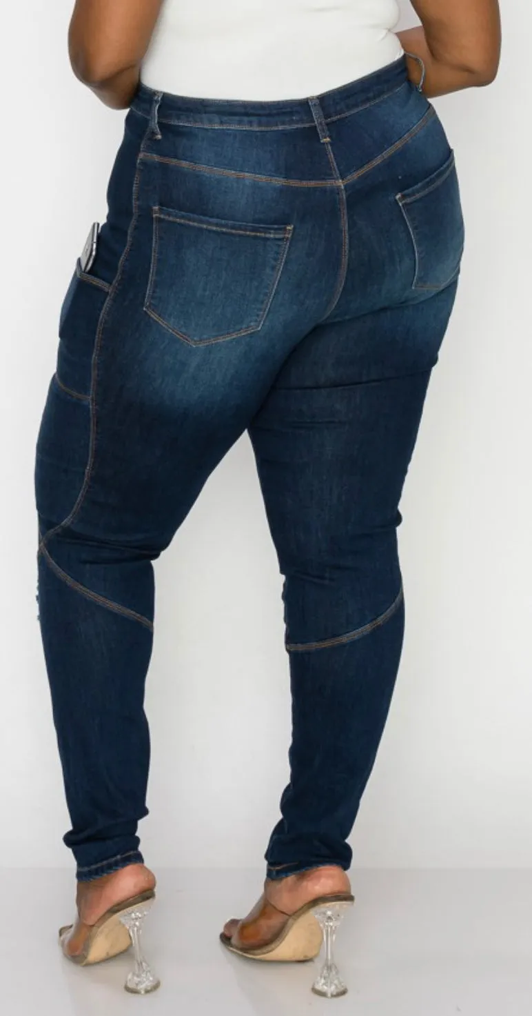 Plus Curvy Side Phone PKT Jeans