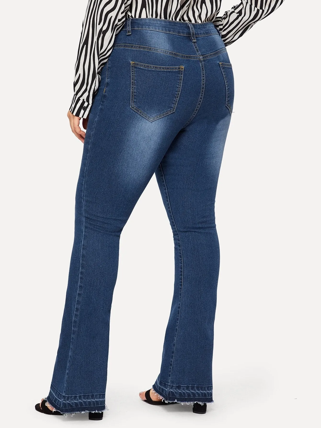 Plus Raw Hem Flare Leg Jeans