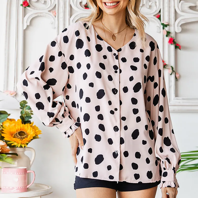 Polka Dot Chiffon Blouse Women’s Top