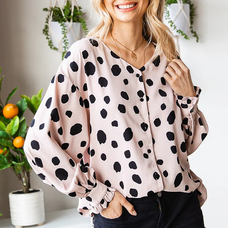 Polka Dot Chiffon Blouse Women’s Top